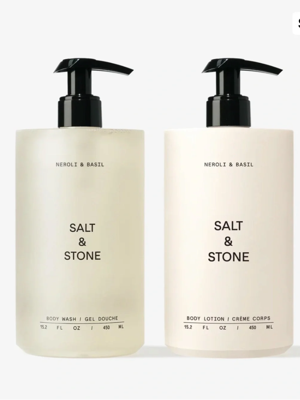 Salt & Stone Neroli & Basil Duo/Set Body Wash & Body Lotion 15.2 ml New in box